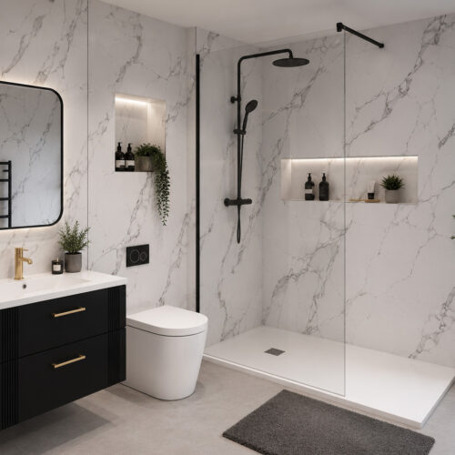 Blanco Marble 1200 x 2400mm PVC Shower Wall Panel - Eastbrook