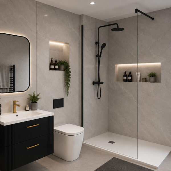 Natural Marble 1200 x 2400mm PVC Shower Wall Panel - Eastbrook