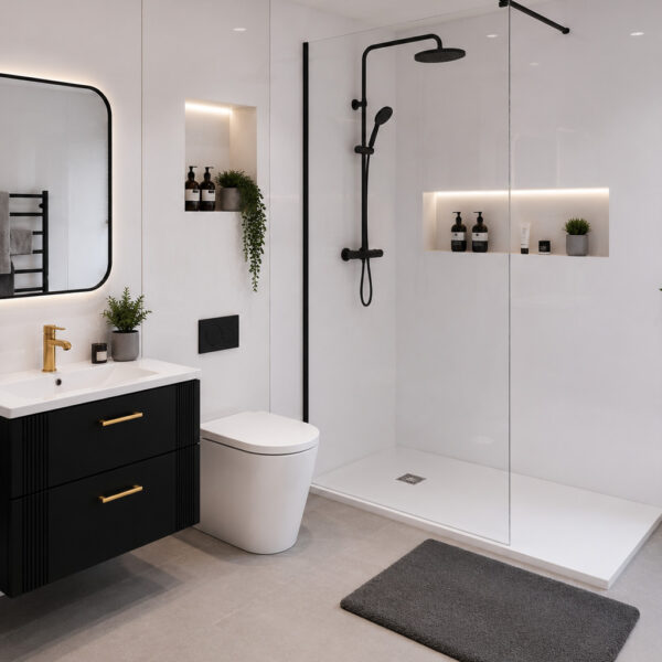 White Gloss 1200 x 2400mm PVC Shower Wall Panel - Eastbrook