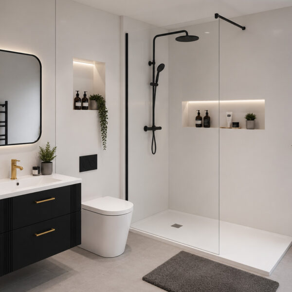 White Satin 1200 x 2400mm PVC Shower Wall Panel - Eastbrook