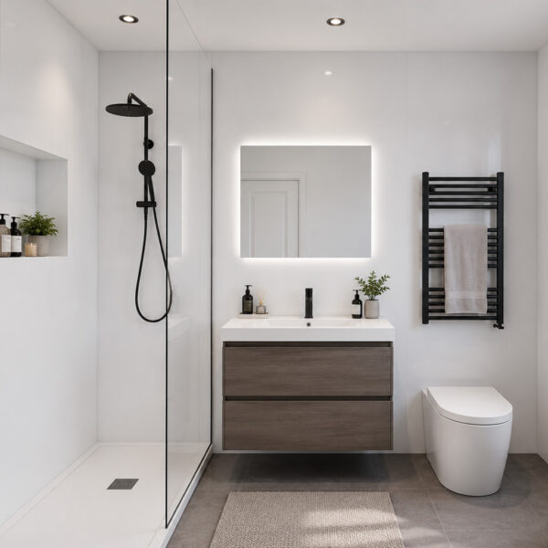 Gloss White 1000 x 2400mm PVC Shower Wall Panel (Pack of 2) - Eastbrook