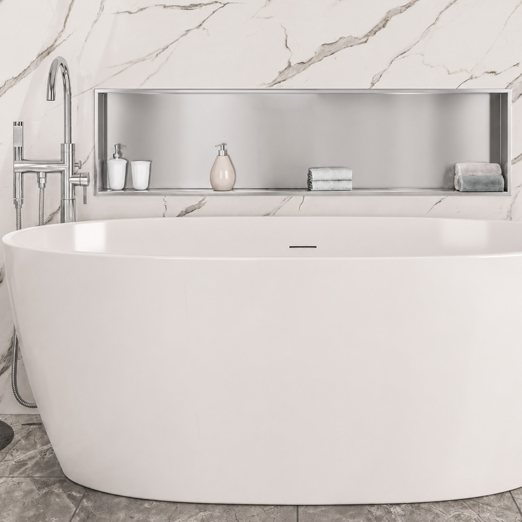Chrome 300 x 1200mm Shower Niche Storage - Eastbrook