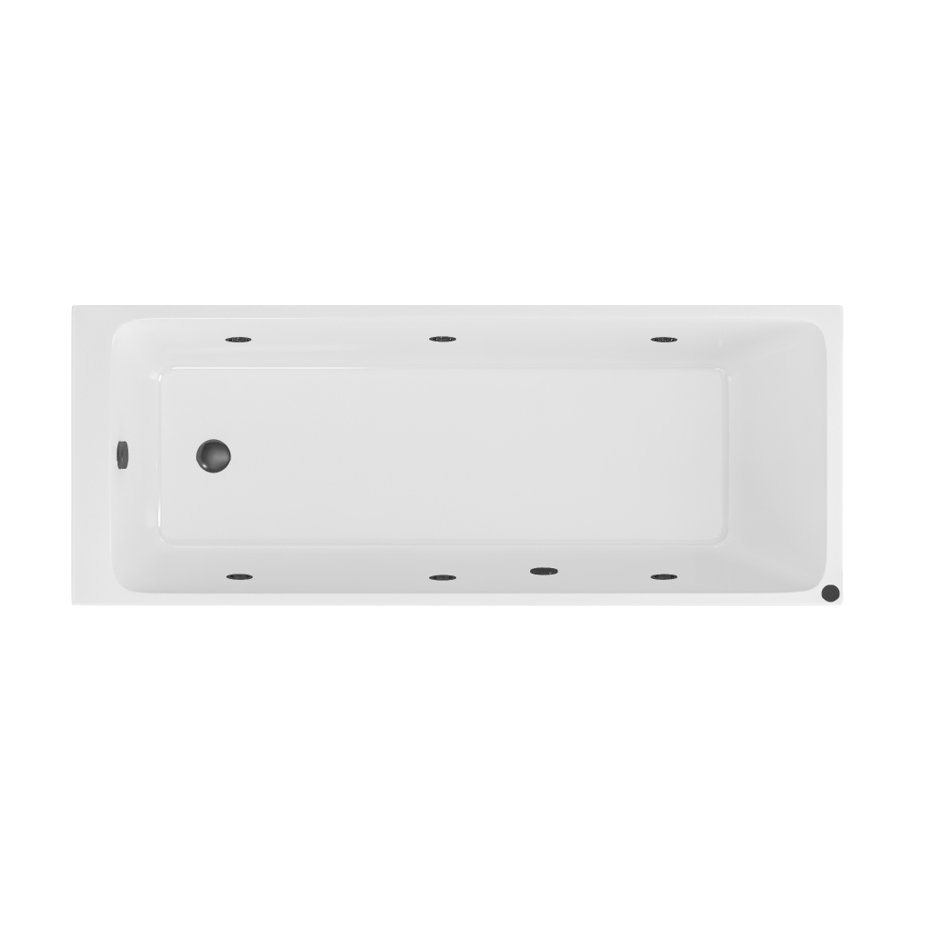 Malin Beauforte 1700 X 700 6 Matt Black Jet Whirlpool Bath - Eastbrook - Image 3