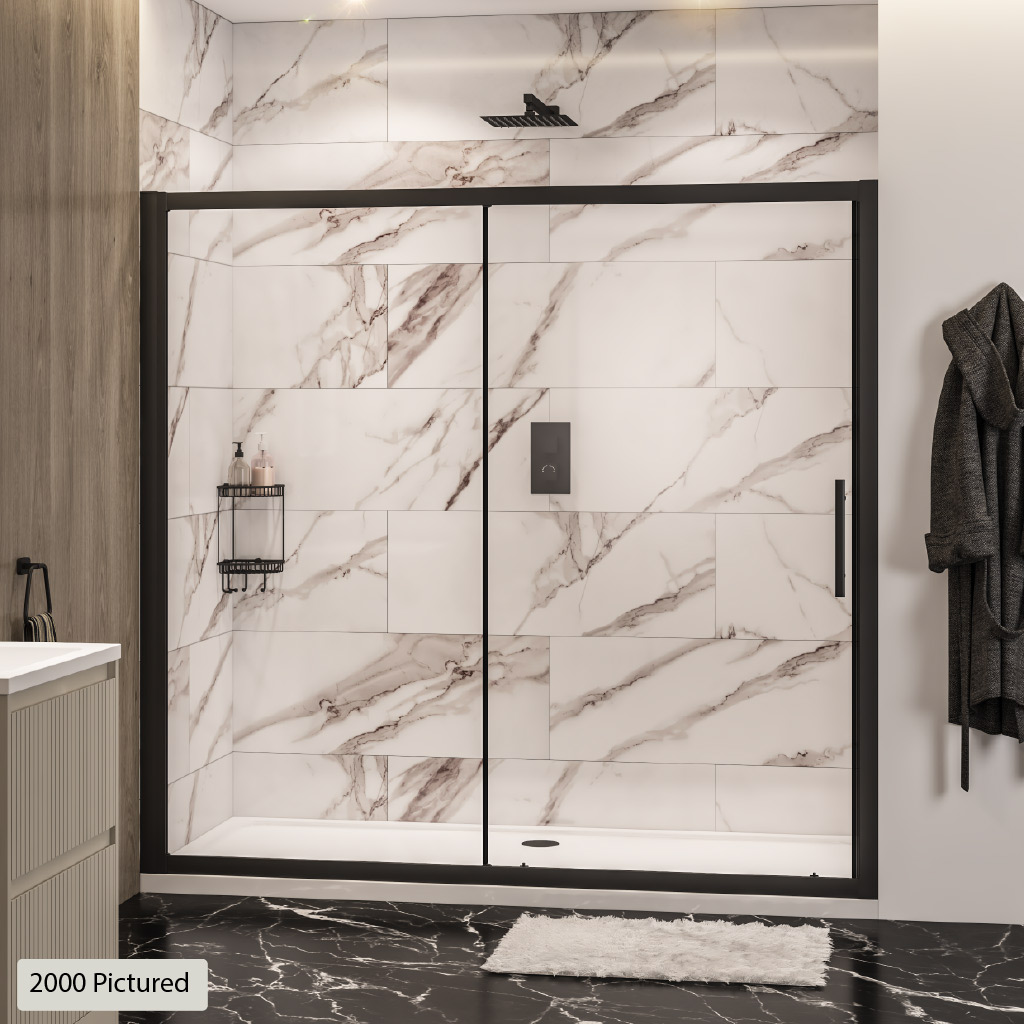 Volente Matt Black 6mm Sliding Shower Door - Eastbrook