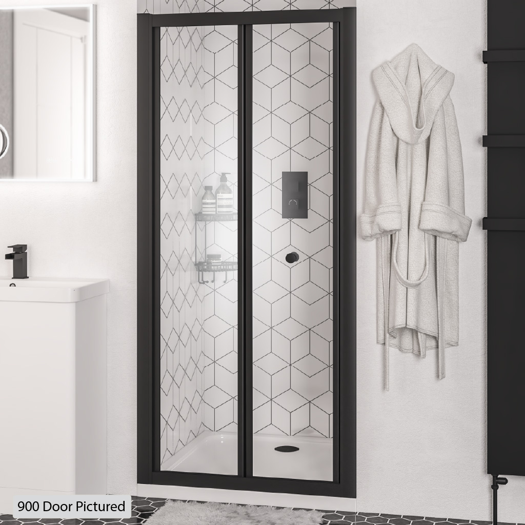 Volente Matt Black Bi-Fold Shower Door - Eastbrook