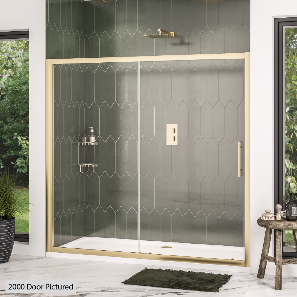Volente Brushed Brass 6mm Sliding Shower Door - Eastbrook