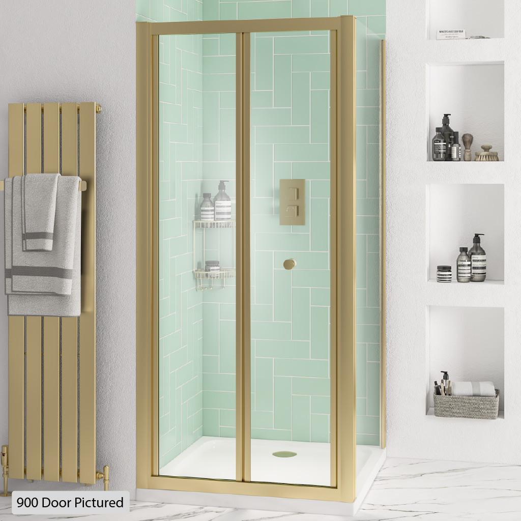 Volente Brushed Brass Bi-Fold Shower Door - Eastbrook