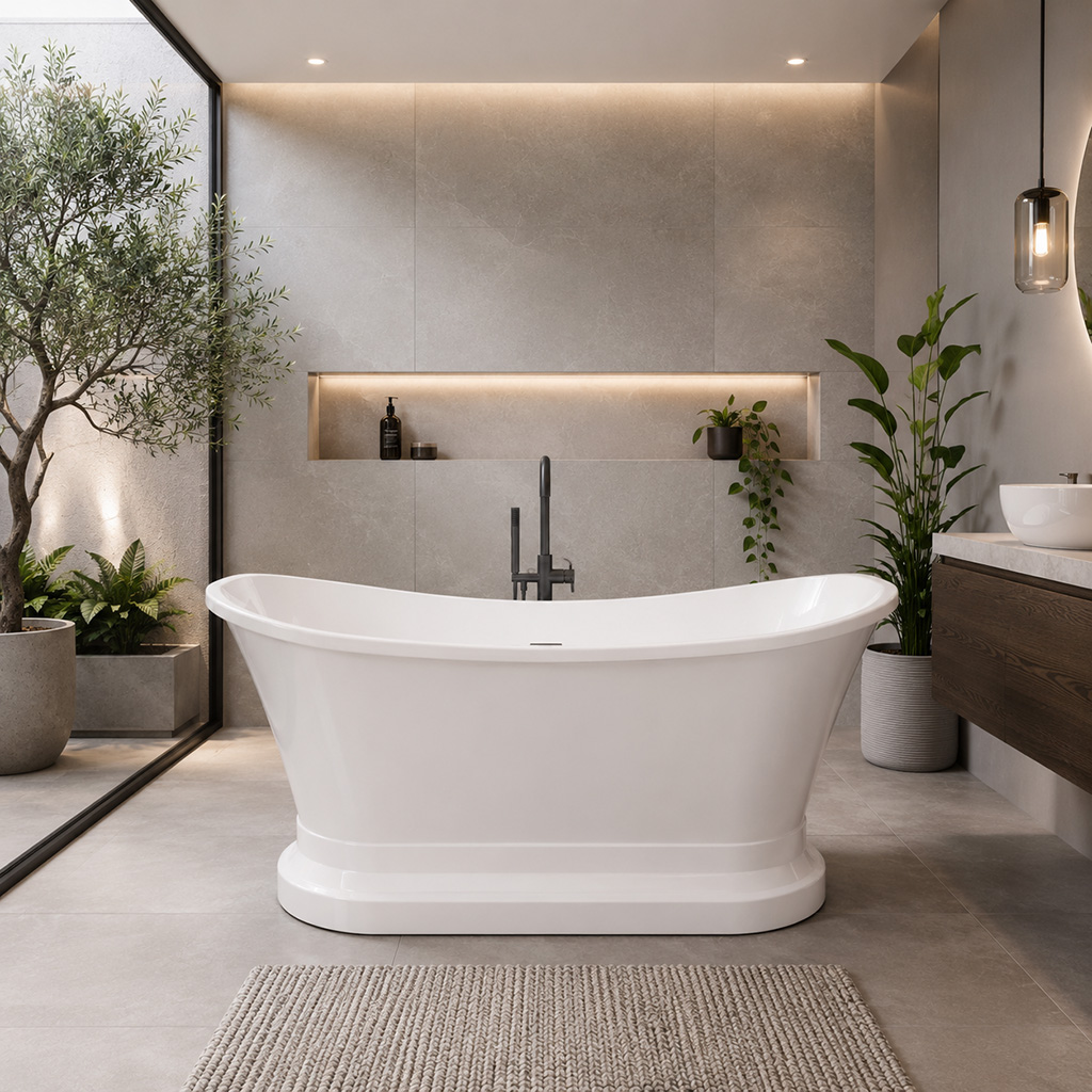 Chesham White 1524 x 813mm Freestanding Bath - Eastbrook