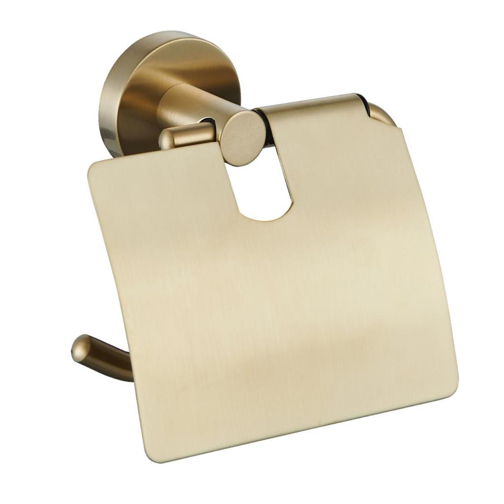 Genoa Brushed Brass Covered Toilet Roll Holder - Eastbrook