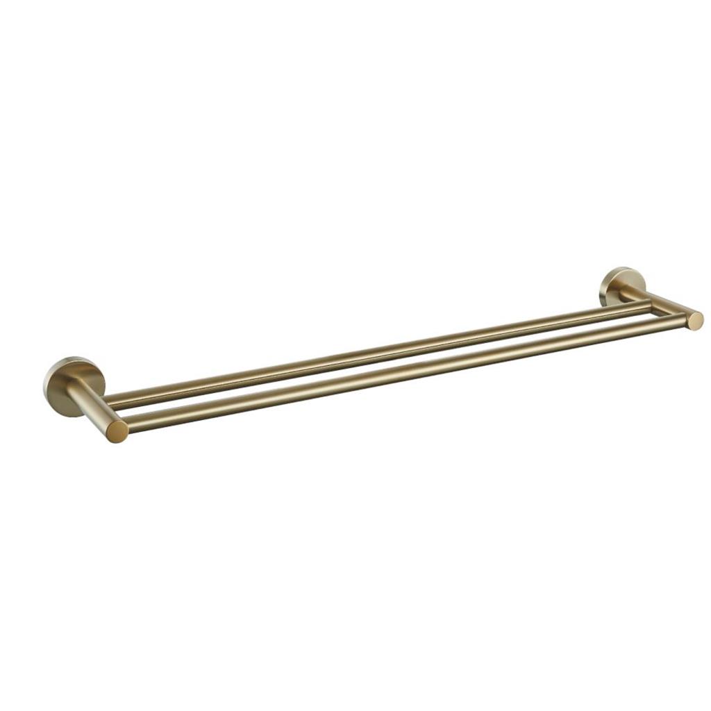 Genoa Brushed Brass Double Towel Rail - Eastbrook