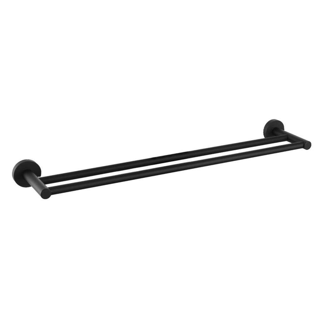 Genoa Matt Black Double Towel Rail - Eastbrook
