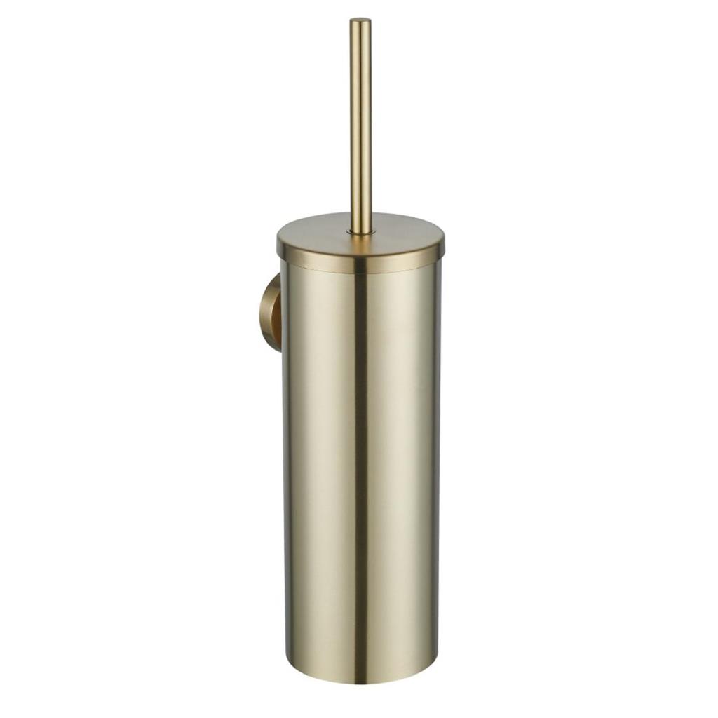 Genoa Brushed Brass Metal Toilet Brush Holder - Eastbrook