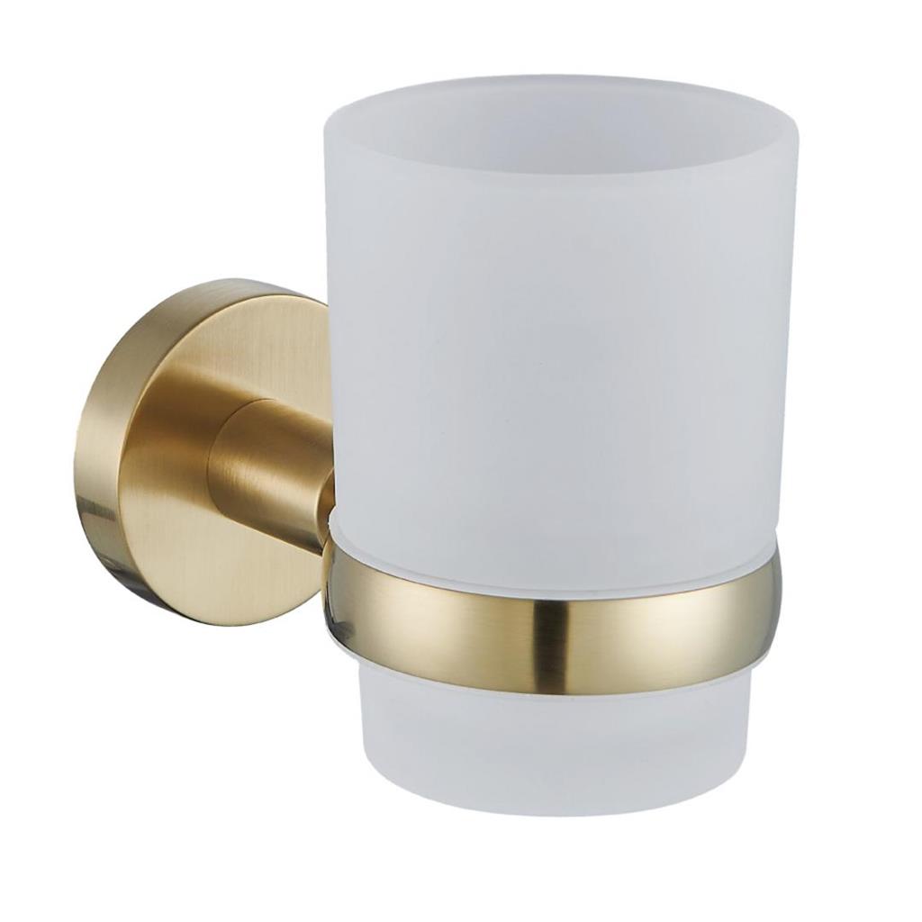 Genoa Brushed Brass Tumbler Holder - Eastbrook