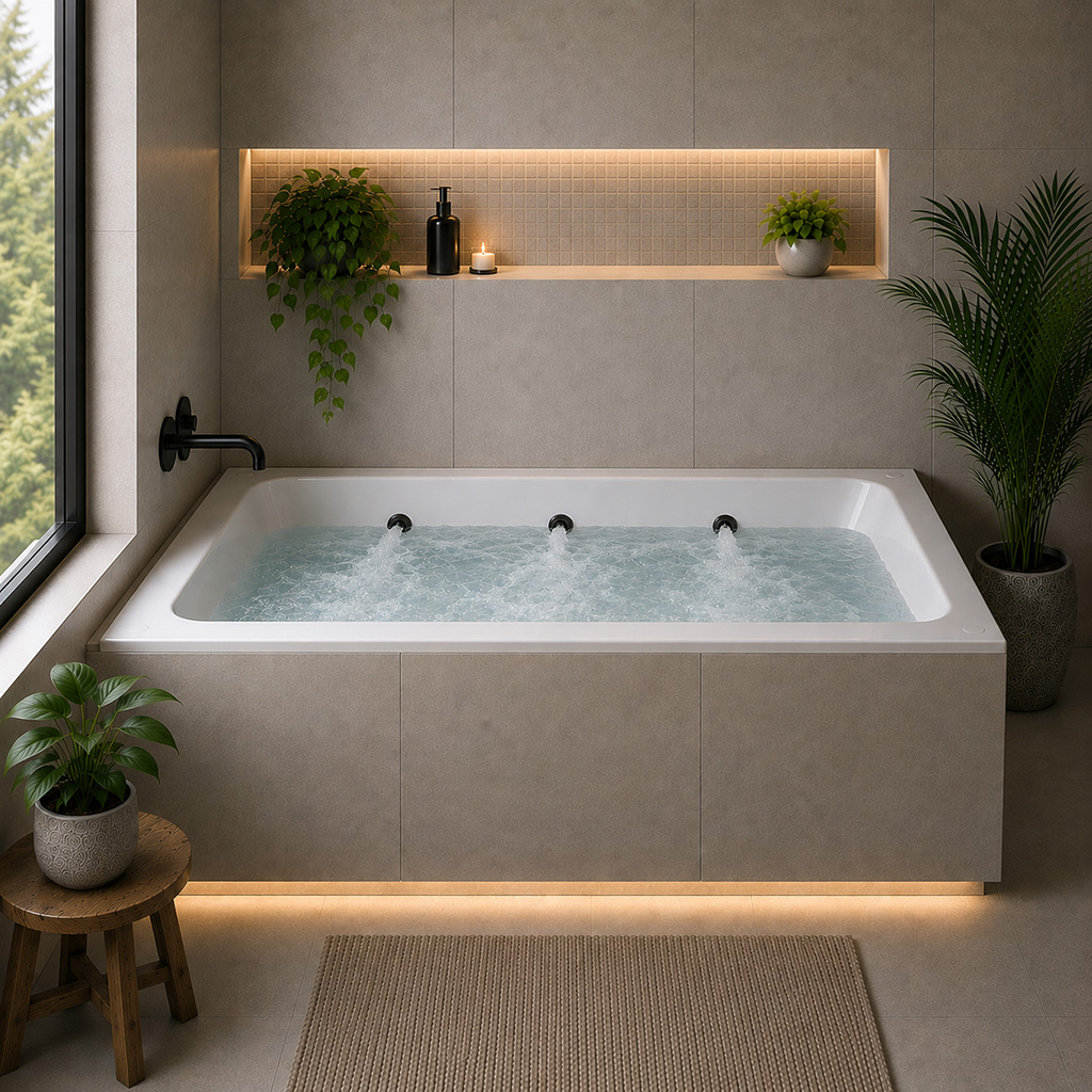 Malin Beauforte 1700 X 700 6 Matt Black Jet Whirlpool Bath - Eastbrook - Image 2