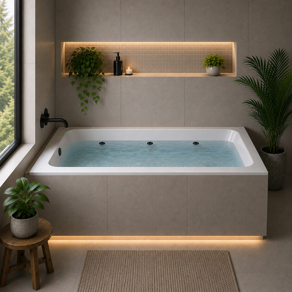 Malin Beauforte 1700 X 700 6 Matt Black Jet Whirlpool Bath - Eastbrook