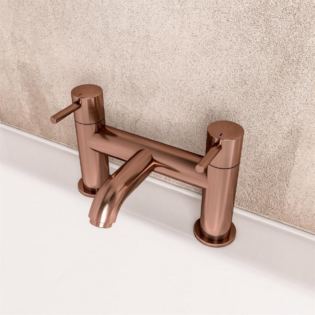 Meriden Brushed Bronze Curved Spout Bath Filler Tap - Eastbrook