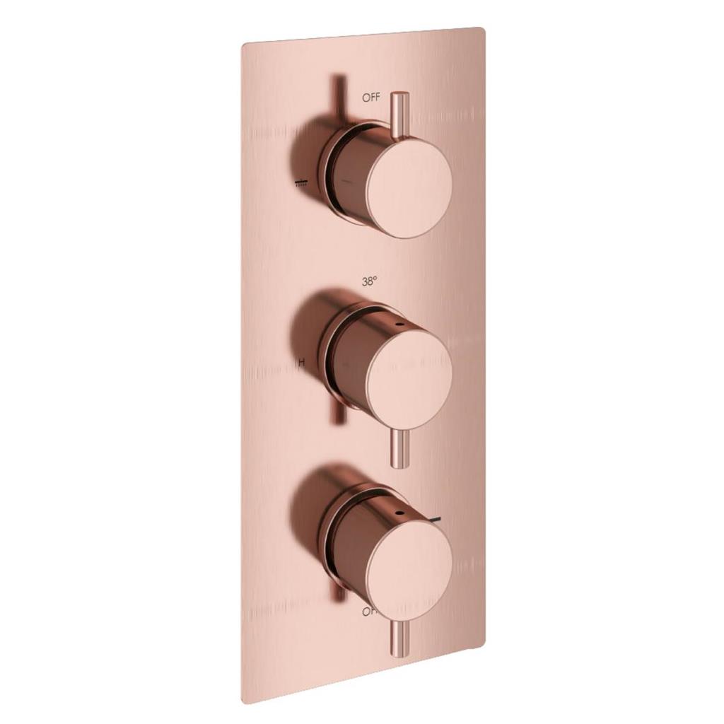 Meriden Brushed Bronze Triple Thermostatic Concealed Shower Valve - Eastbrook
