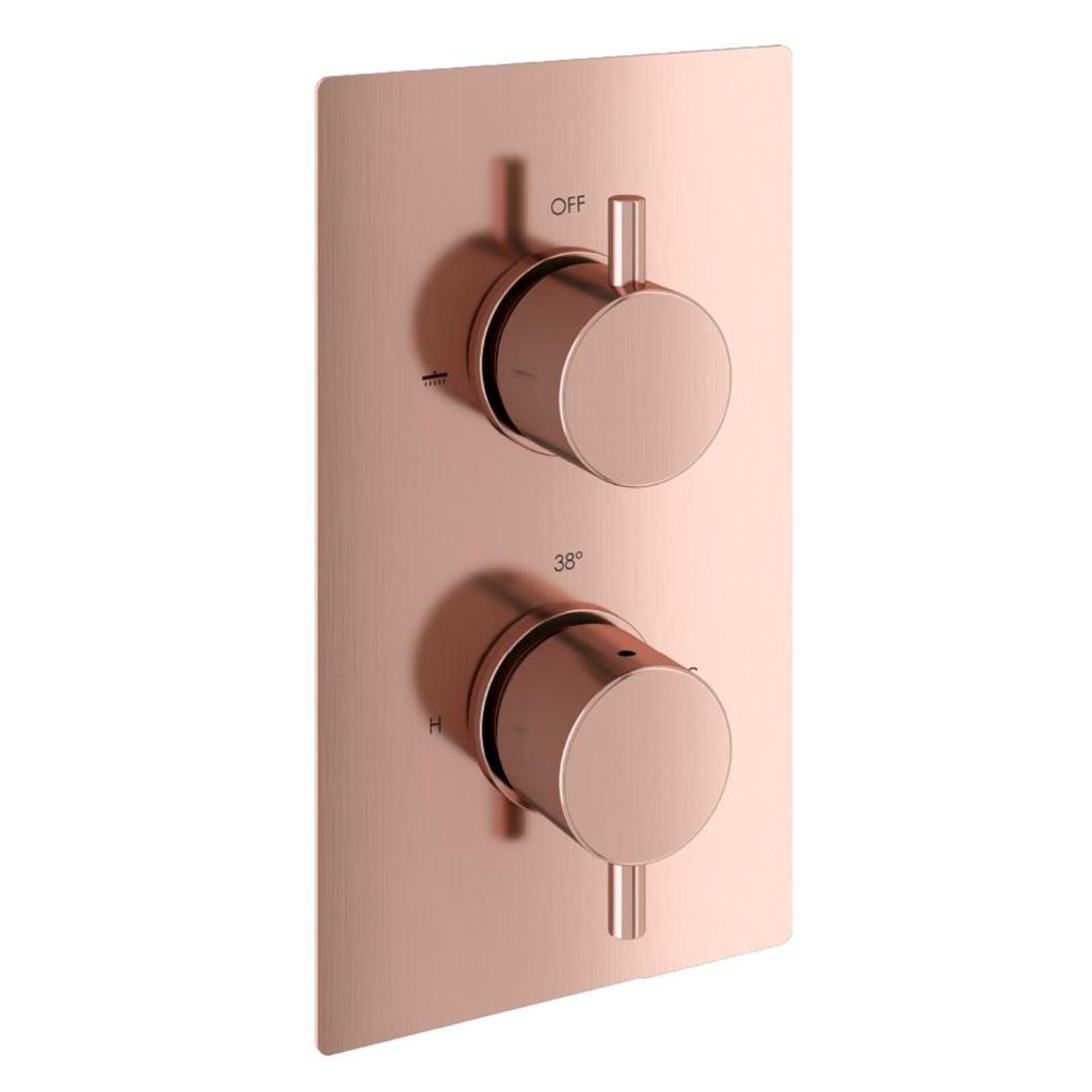 Meriden Brushed Bronze Twin Thermostatic Concealed Shower Valve - Eastbrook