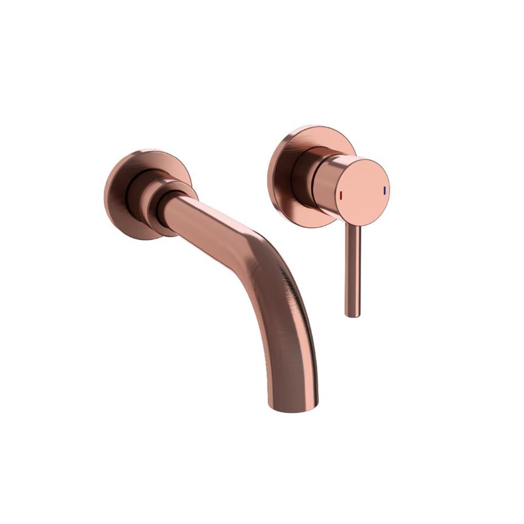 Meriden Brushed Bronze Wall Mounted Basin Mono Tap With Waste - Eastbrook