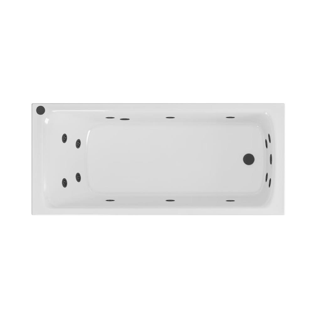 Portland Beauforte White Acrylic 14 Matt Black Jet Whirlpool Straight Bath Tubs - Eastbrook