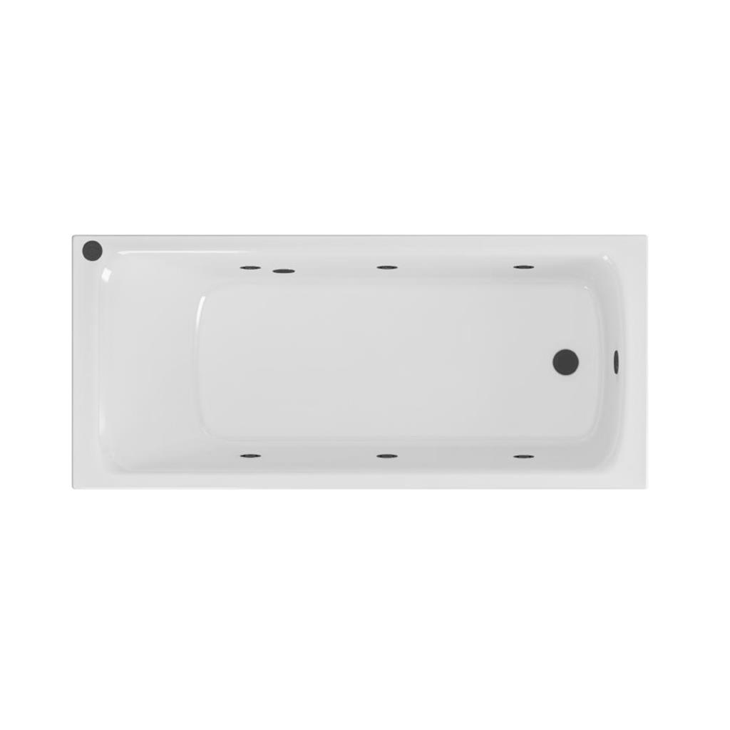 Portland Beauforte White Acrylic 6 Matt Black Jet Whirlpool Straight Bath Tubs - Eastbrook