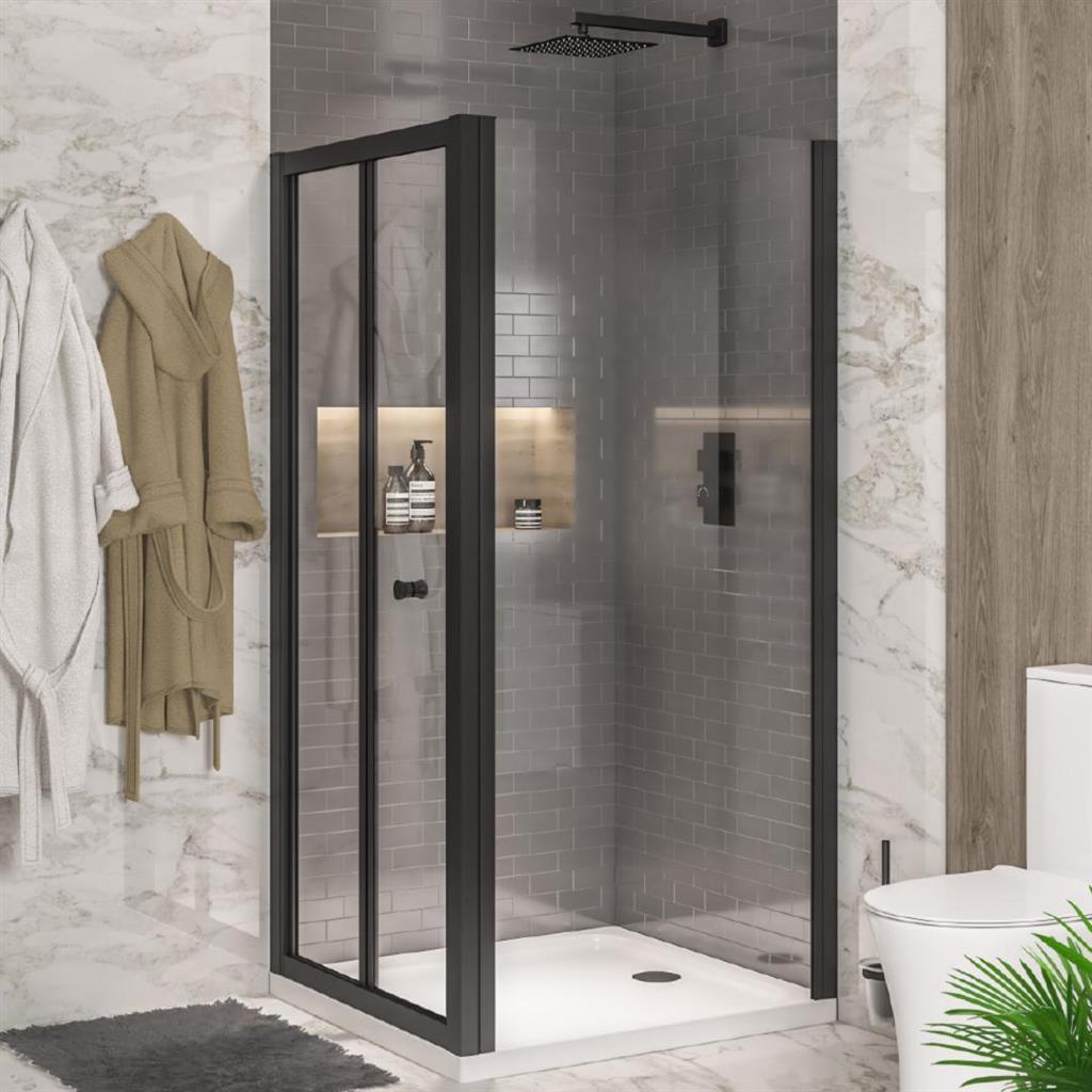 Volente Matt Black Shower Side Panels - Eastbrook
