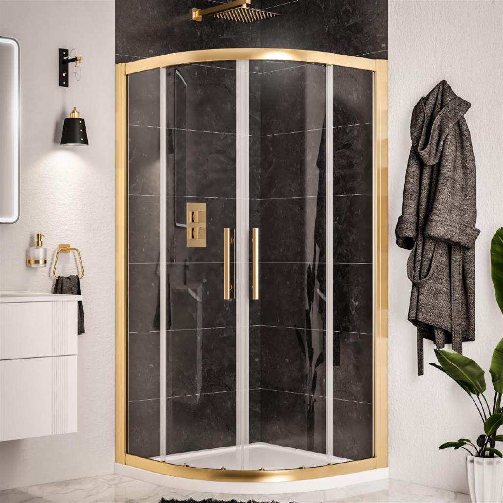 Volente Brushed Brass Quadrant Shower Enclosures - Eastbrook